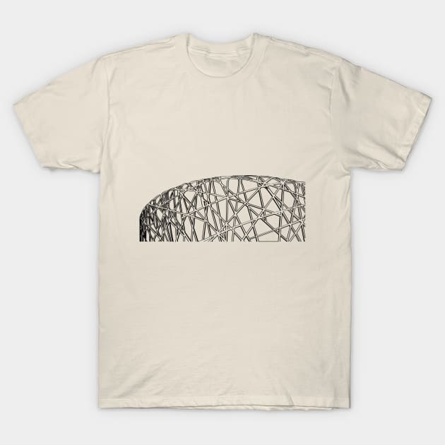 Beijing Olympic Stadium Silhouette T-Shirt by LLLUID